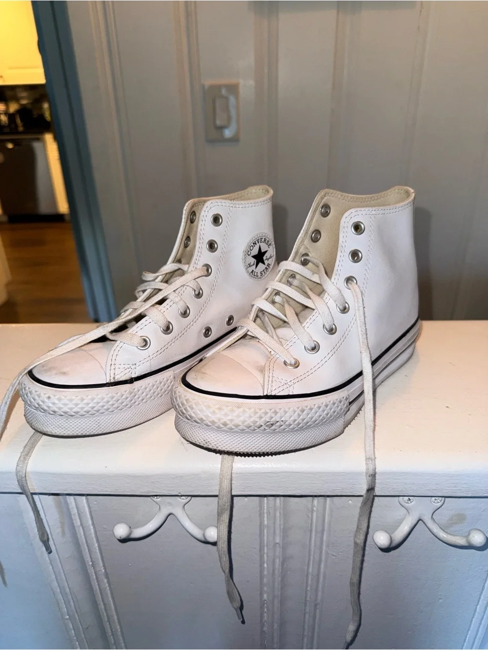 Converse White High-Top Sneakers with Black Trim